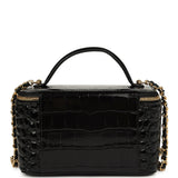 Chanel Small Top Handle Vanity Case Black Croc Embossed Calfskin Gold Hardware - Thumbnail View 4