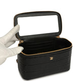 Chanel Small Top Handle Vanity Case Black Croc Embossed Calfskin Gold Hardware - Thumbnail View 8