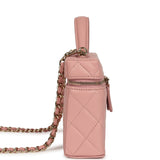 Chanel Top Handle Long Vanity Case with Chain Pink Caviar Light Gold Hardware - Thumbnail View 3