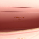 Chanel Top Handle Long Vanity Case with Chain Pink Caviar Light Gold Hardware - Thumbnail View 9