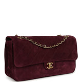 Chanel Maxi "Souplissimo" Small Flap Bag Burgundy Suede Gold Hardware - Thumbnail View 2