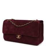 Chanel Maxi "Souplissimo" Small Flap Bag Burgundy Suede Gold Hardware - Thumbnail View 5