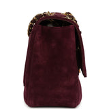 Chanel Maxi "Souplissimo" Small Flap Bag Burgundy Suede Gold Hardware - Thumbnail View 3