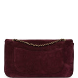 Chanel Maxi "Souplissimo" Small Flap Bag Burgundy Suede Gold Hardware - Thumbnail View 4