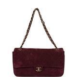 Chanel Maxi "Souplissimo" Small Flap Bag Burgundy Suede Gold Hardware - Thumbnail View 7