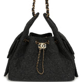 Chanel Small 25 Hobo Bag Dark Grey Wool Felt Gold Hardware - Thumbnail View 1