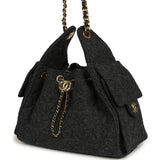 Chanel Small 25 Hobo Bag Dark Grey Wool Felt Gold Hardware - Thumbnail View 5