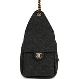 Chanel Small 25 Hobo Bag Dark Grey Wool Felt Gold Hardware - Thumbnail View 3