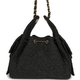 Chanel Small 25 Hobo Bag Dark Grey Wool Felt Gold Hardware - Thumbnail View 4