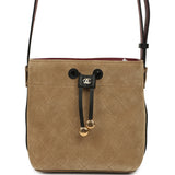 Chanel "CC Loop" Bucket Bag with Leather Strap Dark Beige Suede, Black Leather Gold Hardware - Thumbnail View 1