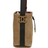 Chanel "CC Loop" Bucket Bag with Leather Strap Dark Beige Suede, Black Leather Gold Hardware - Thumbnail View 3