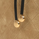 Chanel "CC Loop" Bucket Bag with Leather Strap Dark Beige Suede, Black Leather Gold Hardware - Thumbnail View 8
