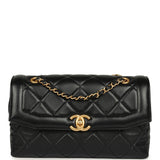 Chanel Medium Flap Bag Black Shiny Lambskin Antique Gold Hardware - Thumbnail View 1