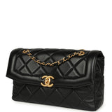 Chanel Medium Flap Bag Black Shiny Lambskin Antique Gold Hardware - Thumbnail View 5