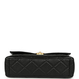 Chanel Medium Flap Bag Black Shiny Lambskin Antique Gold Hardware - Thumbnail View 6