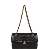 Chanel Medium Flap Bag Black Shiny Lambskin Antique Gold Hardware - Thumbnail View 7