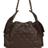 Chanel Small 25 Hobo Bag Dark Brown Caviar Gold Hardware - Thumbnail View 4