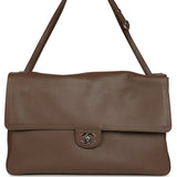 Chanel Maxi "Souplissimo" Large Flap Bag Light Brown Grained Calfskin Silver Hardware - Thumbnail View 1
