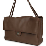 Chanel Maxi "Souplissimo" Large Flap Bag Light Brown Grained Calfskin Silver Hardware - Thumbnail View 5
