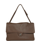 Chanel Maxi "Souplissimo" Large Flap Bag Light Brown Grained Calfskin Silver Hardware - Thumbnail View 6