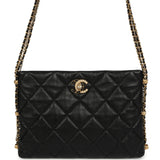 Pre-owned Chanel Crush On Chains Hobo Bag Black Lambskin Antique Gold Hardware - Thumbnail View 1