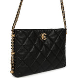 Pre-owned Chanel Crush On Chains Hobo Bag Black Lambskin Antique Gold Hardware - Thumbnail View 2