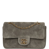 Chanel Mini "Souplissimo" Flap Bag Dark Grey Suede Gold Hardware - Thumbnail View 1