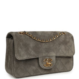 Chanel Mini "Souplissimo" Flap Bag Dark Grey Suede Gold Hardware - Thumbnail View 2