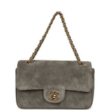 Chanel Mini "Souplissimo" Flap Bag Dark Grey Suede Gold Hardware - Thumbnail View 7