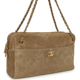 Chanel Maxi "Camerissimo" Camera Case Camera Case Dark Beige Suede Gold Hardware - Thumbnail View 2