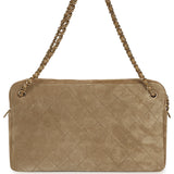 Chanel Maxi "Camerissimo" Camera Case Camera Case Dark Beige Suede Gold Hardware - Thumbnail View 4