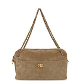 Chanel Maxi "Camerissimo" Camera Case Camera Case Dark Beige Suede Gold Hardware - Thumbnail View 6