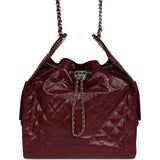 Chanel Medium 25 Hobo Bag Dark Burgundy Shiny Crumpled Calfskin Silver Hardware - Thumbnail View 1