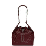 Chanel Medium 25 Hobo Bag Dark Burgundy Shiny Crumpled Calfskin Silver Hardware - Thumbnail View 7