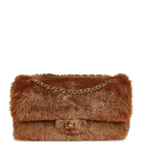Chanel Maxi "Souplissimo" Small Flap Bag Brown Shearling Lambskin Gold Hardware - Thumbnail View 1