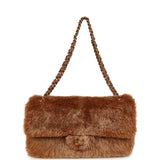 Chanel Maxi "Souplissimo" Small Flap Bag Brown Shearling Lambskin Gold Hardware - Thumbnail View 7