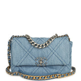 Chanel Medium 19 Flap Light Blue Denim Mixed Metal Hardware - Thumbnail View 1