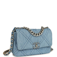 Chanel Medium 19 Flap Light Blue Denim Mixed Metal Hardware