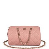 Chanel Mini Timeless Classic Barrel Bag with Chain Pink Shiny Caviar Light Gold Hardware - Thumbnail View 1