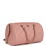 Chanel Mini Timeless Classic Barrel Bag with Chain Pink Shiny Caviar Light Gold Hardware - Thumbnail View 2