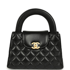 Chanel Small Kelly Shopper Black Shiny Lambskin Brushed Gold Hardware