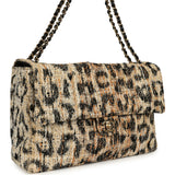 Chanel Maxi Leopard Print "Souplissimo" Large Flap Bag Brown, Black, White Tweed, Mixed Fibers Gold Hardware - Thumbnail View 2