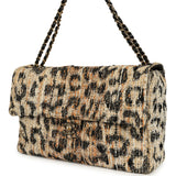Chanel Maxi Leopard Print "Souplissimo" Large Flap Bag Brown, Black, White Tweed, Mixed Fibers Gold Hardware - Thumbnail View 5