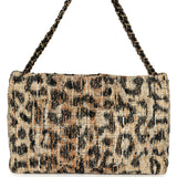 Chanel Maxi Leopard Print "Souplissimo" Large Flap Bag Brown, Black, White Tweed, Mixed Fibers Gold Hardware - Thumbnail View 4