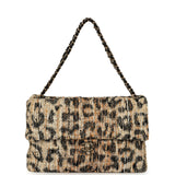 Chanel Maxi Leopard Print "Souplissimo" Large Flap Bag Brown, Black, White Tweed, Mixed Fibers Gold Hardware - Thumbnail View 6