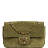 Chanel Mini "Souplissimo" Flap Bag Khaki Suede Gold Hardware - Thumbnail View 1