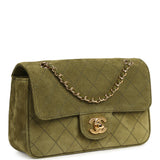 Chanel Mini "Souplissimo" Flap Bag Khaki Suede Gold Hardware - Thumbnail View 2