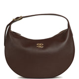 Chanel Round Top Handle Hobo Bag Dark Brown Grained Calfskin Gold Hardware - Thumbnail View 1
