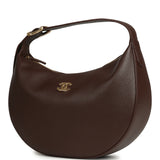 Chanel Round Top Handle Hobo Bag Dark Brown Grained Calfskin Gold Hardware - Thumbnail View 5