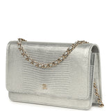 Chanel Wallet On Chain WOC Silver Metallic Lizard Embossed Calfskin Light Gold Hardware - Thumbnail View 5
